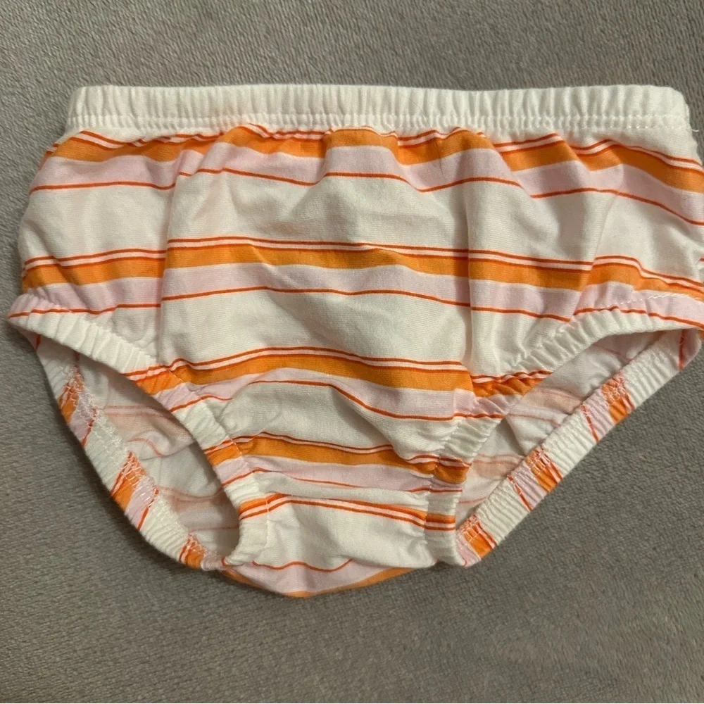 EUC Carter’s 2pc Baby Girl Sun Dress Set, Pink/Orange & White Stripe, 6-9 Months